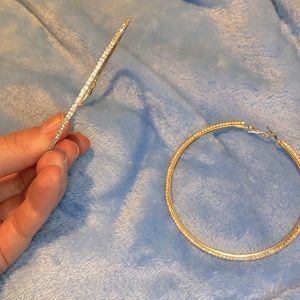 Sterling silver cubic zirconia pave encrusted large hoop earrings